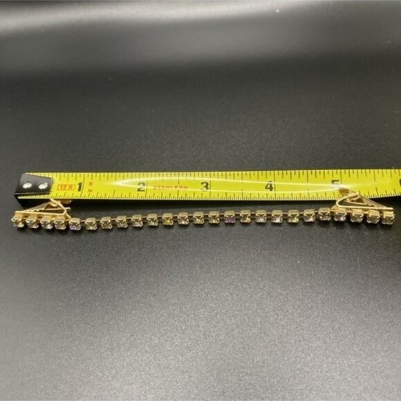 Vtg Gold Tone Rhinestone Sweater Guard Cardigan Clip Chain 5.75” Mid Century - Picture 11 of 11